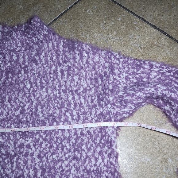 Purple Super Soft Fuzzy Knit Mock Neck Cropped Sweater Top Size XS - Picture 8 of 10